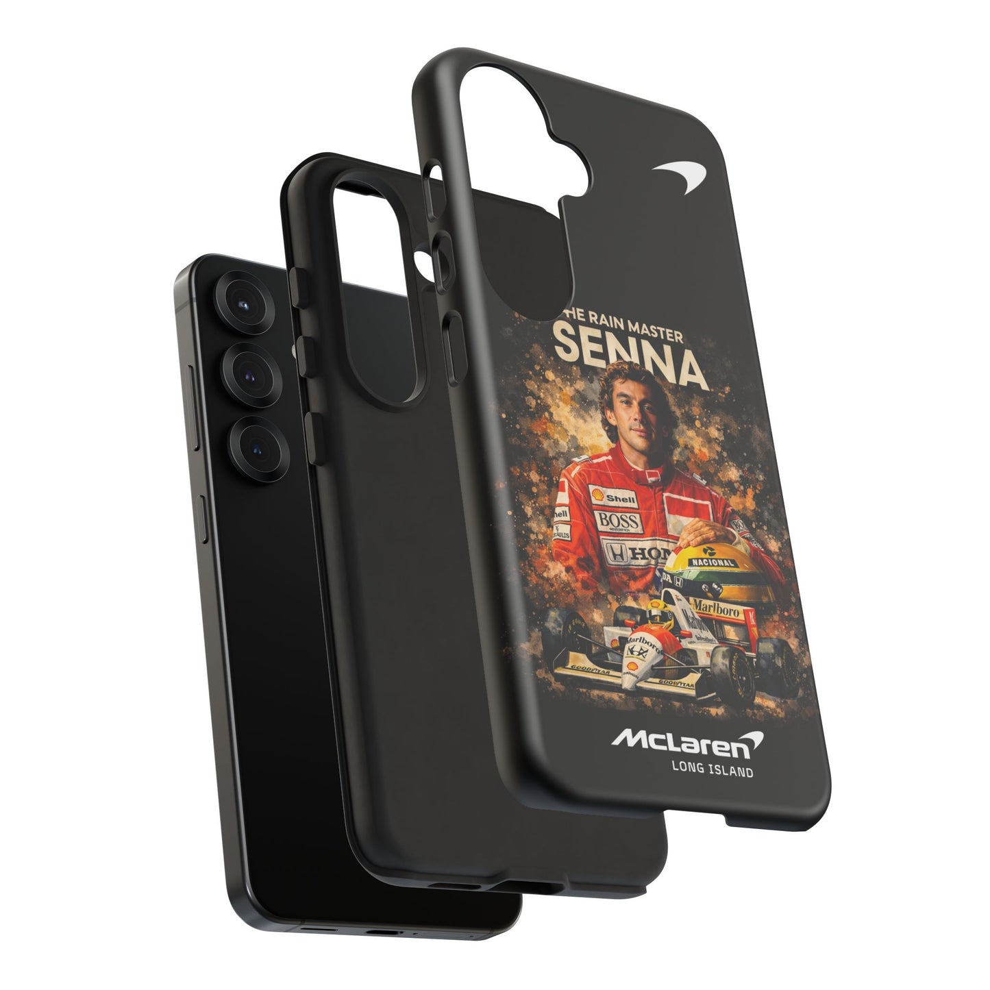 McLaren Long Island “The Rain Master” Ayrton Senna Inspired Impact-Resistant Phone Case | Durable Protection for Car Enthusiasts