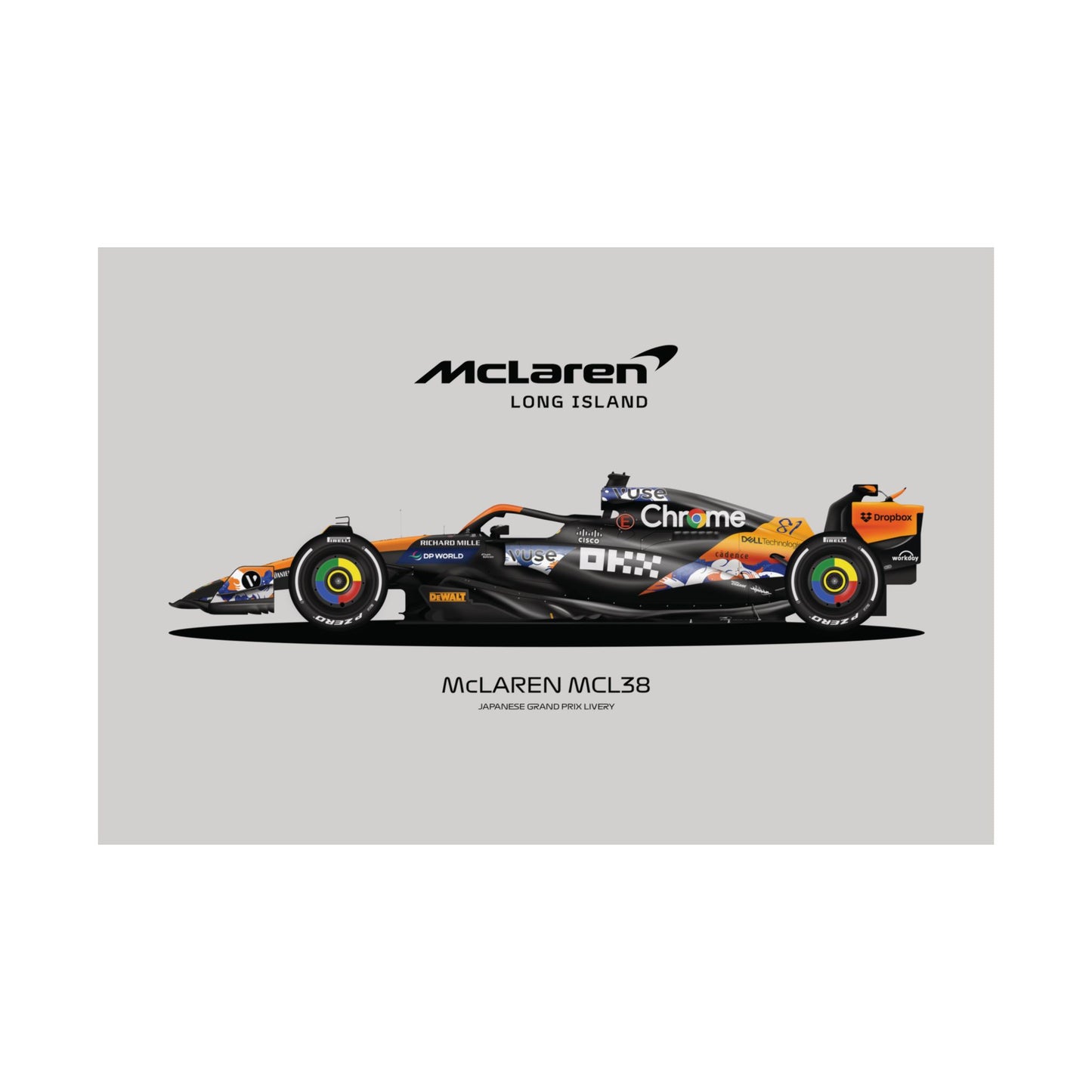 McLaren Long Island Formula 1 inspired Piastri's Japanese Grand Prix  livery Satin Poster