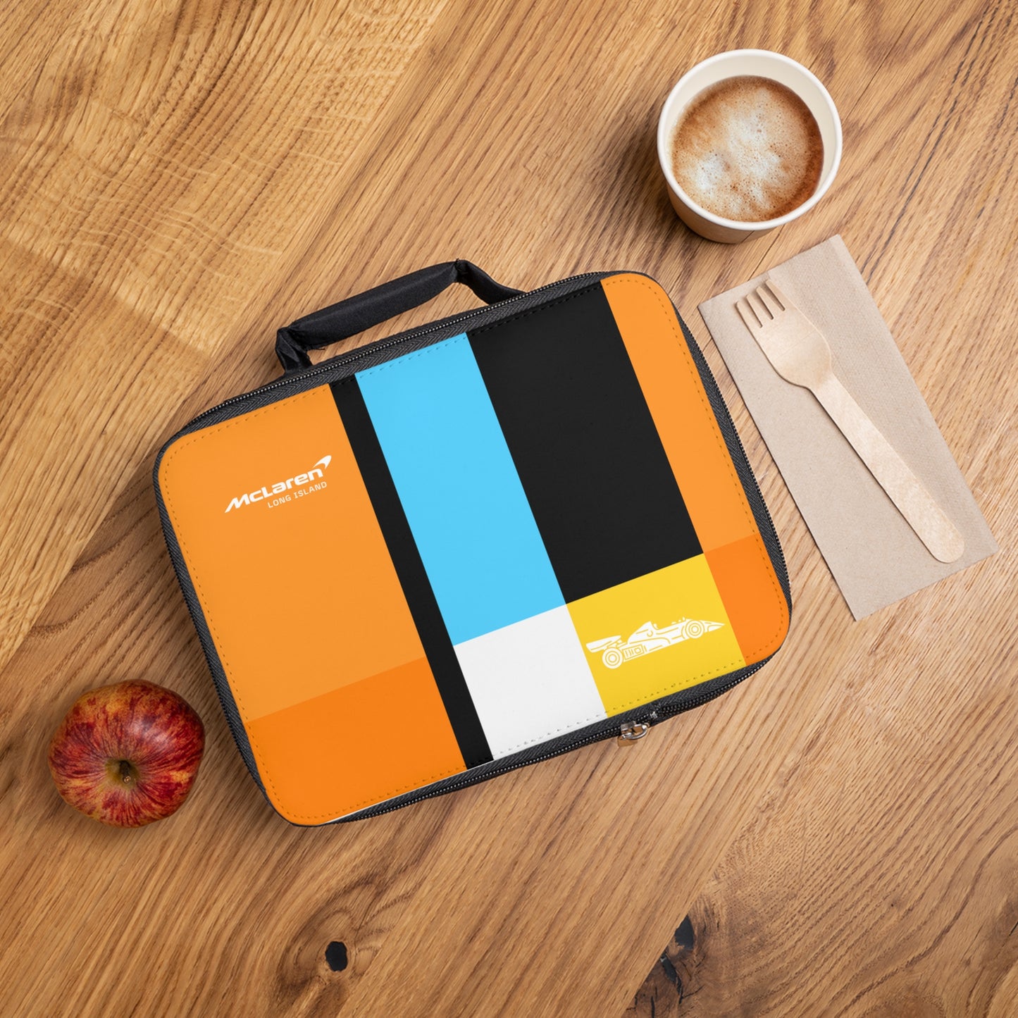 McLaren Long Island Orange Papaya design Lunch Bag - Stylish Insulated Tote for Cars Enthusiasts