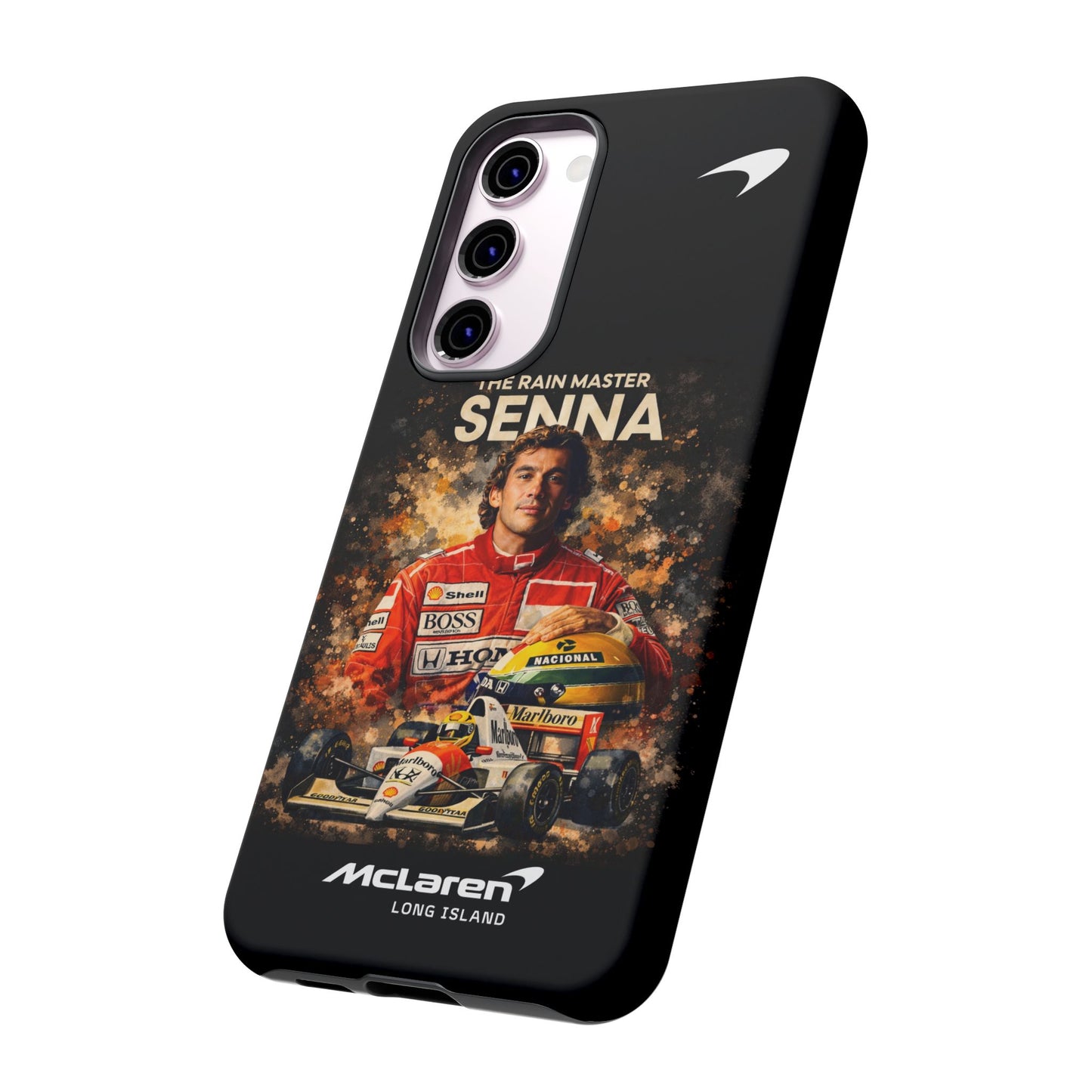 McLaren Long Island “The Rain Master” Ayrton Senna Inspired Impact-Resistant Phone Case | Durable Protection for Car Enthusiasts