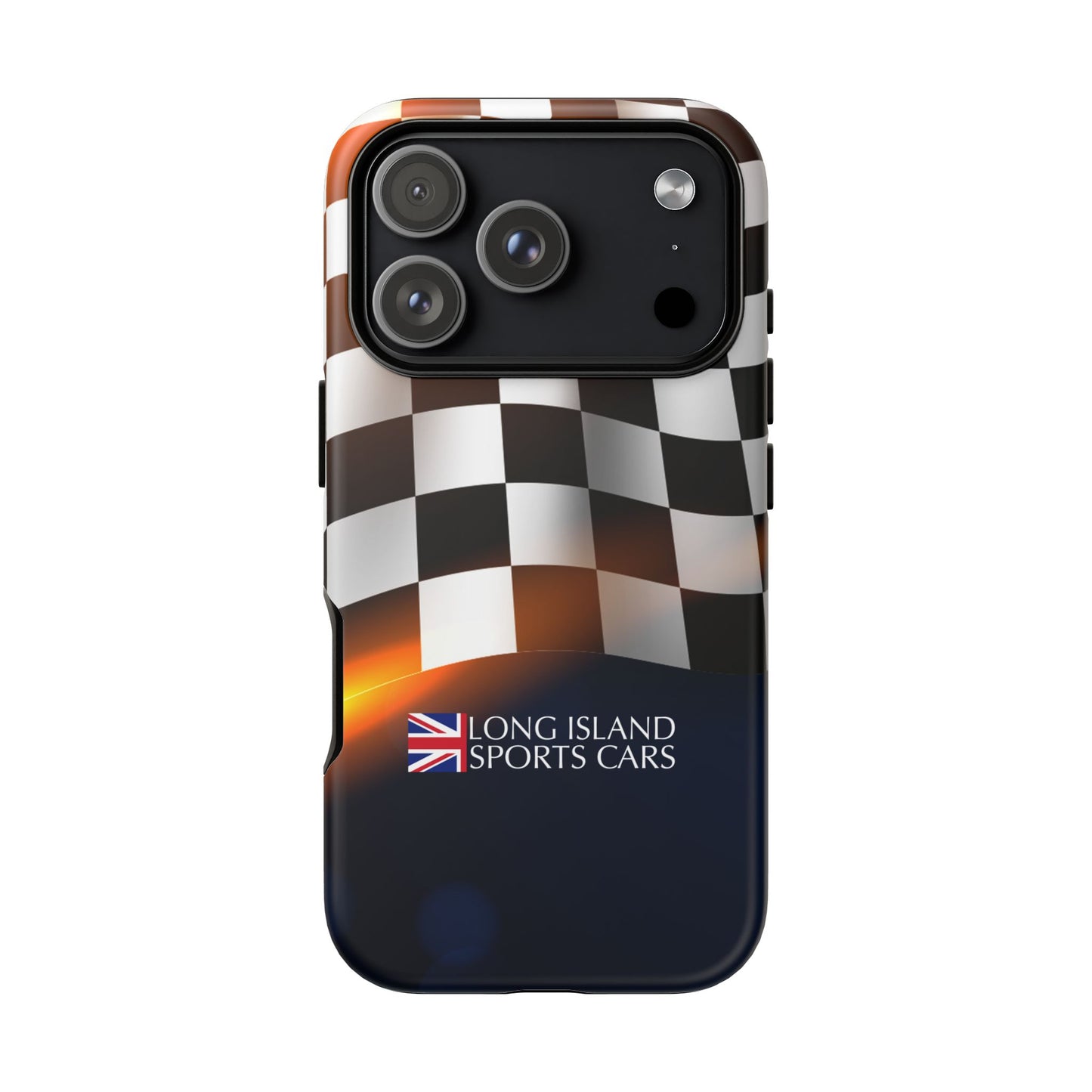 Long Island Sports Cars F1 Checkered Flag Impact-Resistant Phone Case | Durable Protection for Car Enthusiasts