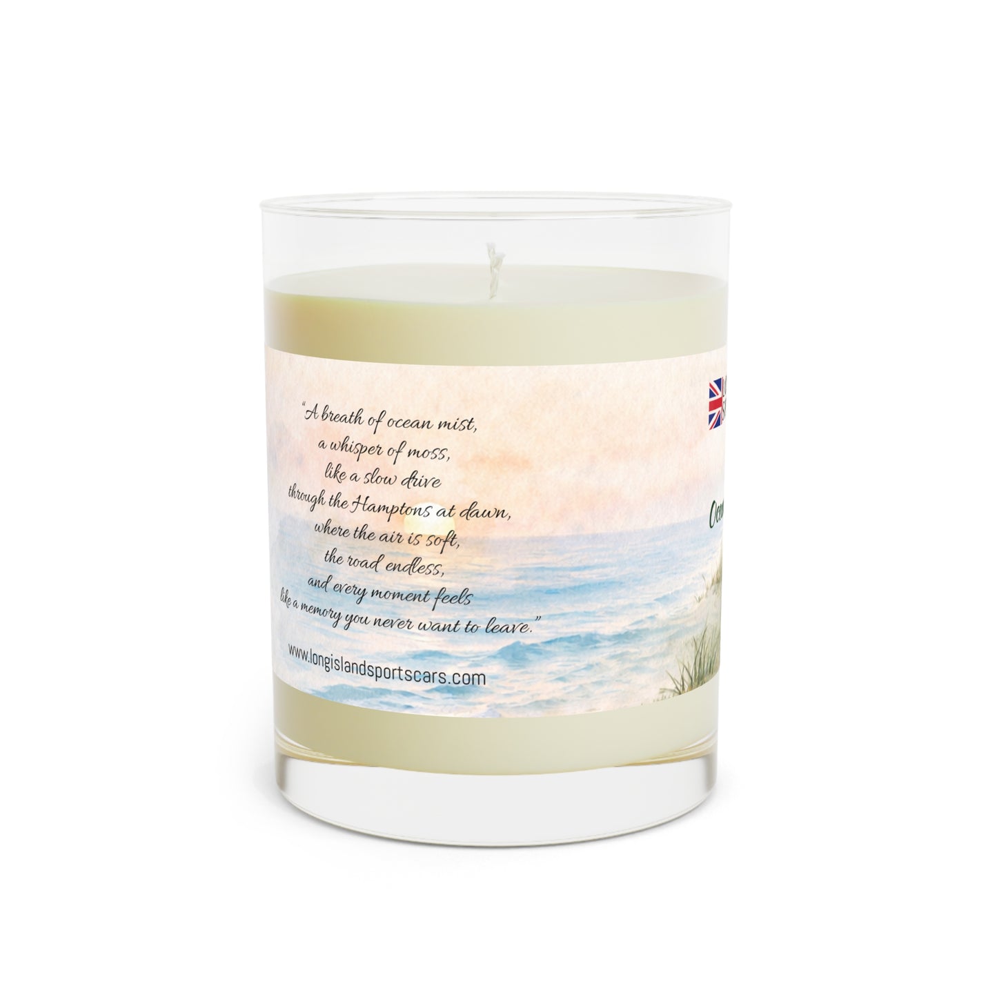 Long Island Sports Cars Scented Candle — Ocean Mist + Moss 11oz Glass Jar