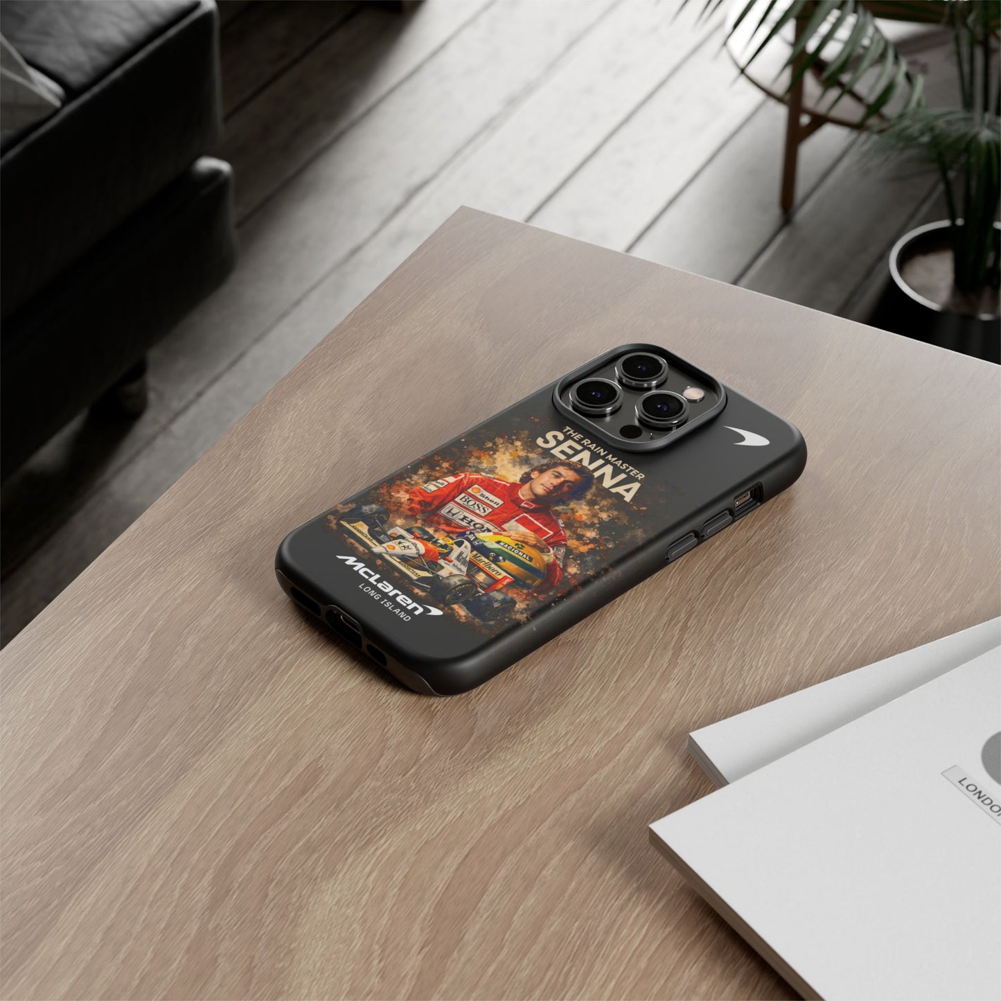 McLaren Long Island “The Rain Master” Ayrton Senna Inspired Impact-Resistant Phone Case | Durable Protection for Car Enthusiasts