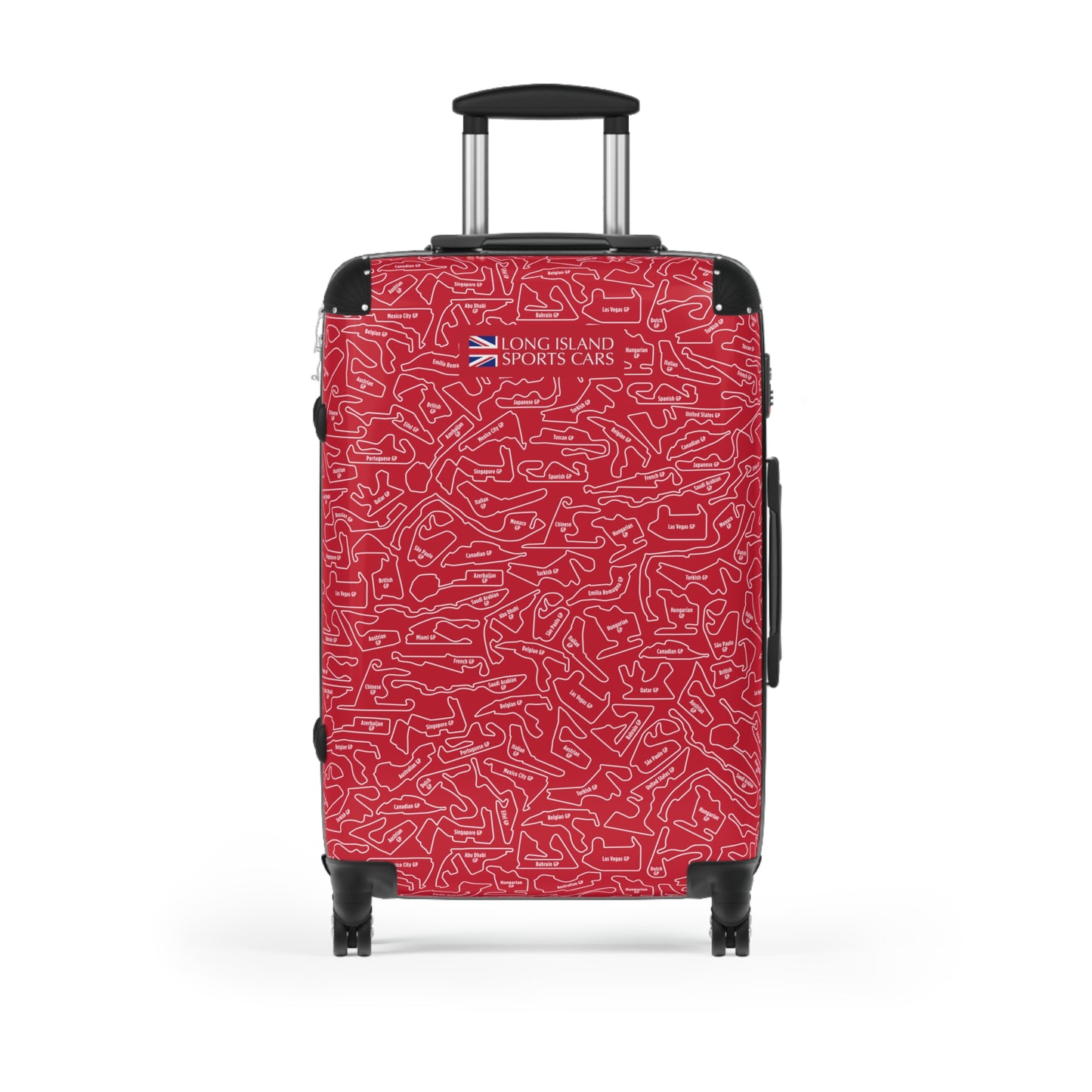 Long Island Sports Cars Vibrant Red F1 Racetrack Suitcase
