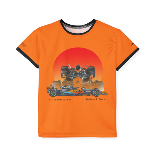 Kids Sports Jersey - McLaren Formula 1 inspired Design for Young Speed Enthusiasts