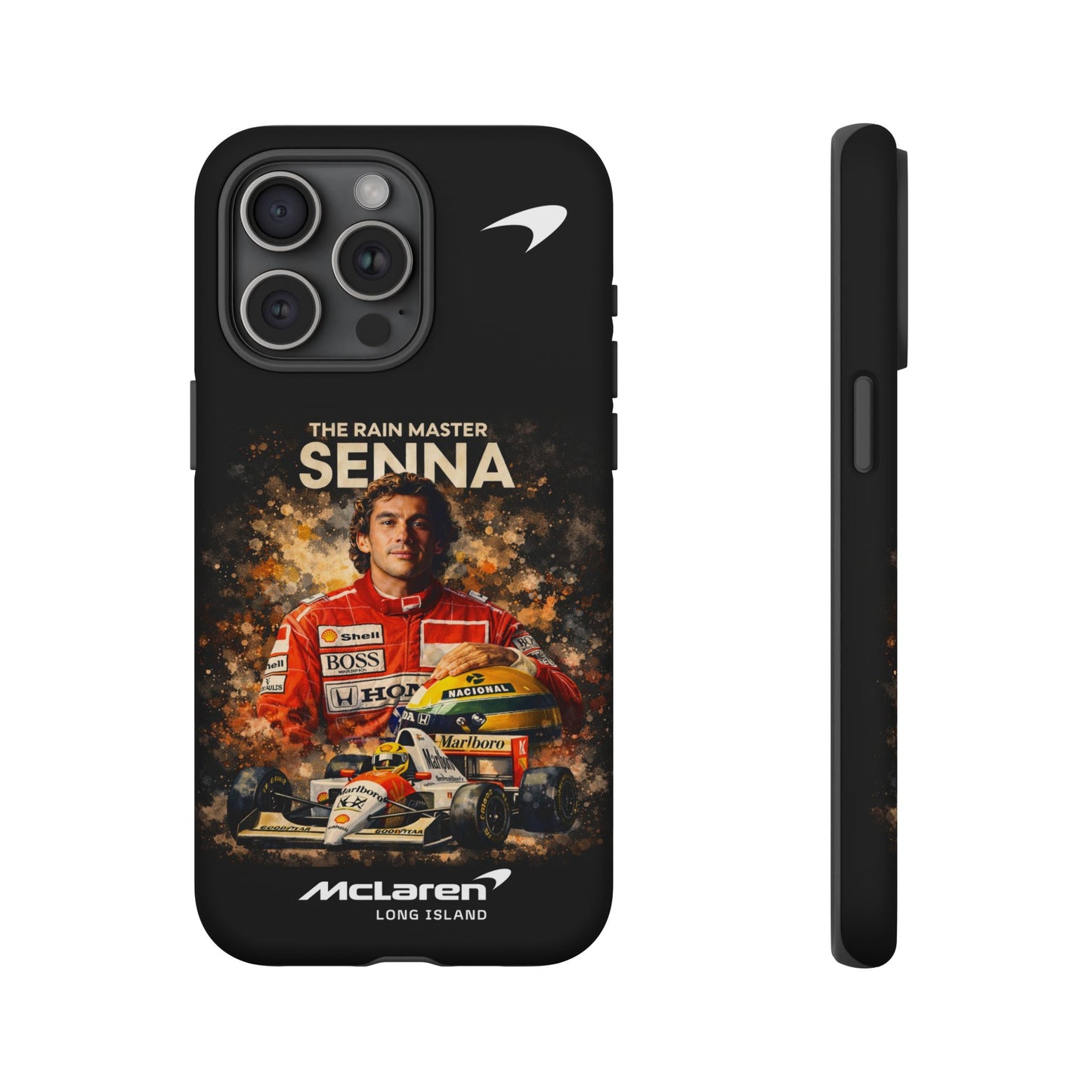 McLaren Long Island “The Rain Master” Ayrton Senna Inspired Impact-Resistant Phone Case | Durable Protection for Car Enthusiasts