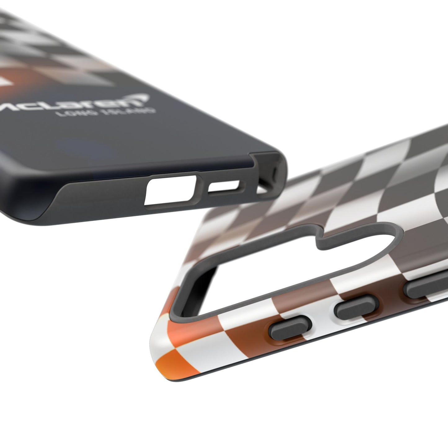 McLaren Long Island F1 Checkered Flag Impact-Resistant Phone Case | Durable Protection for Car Enthusiasts