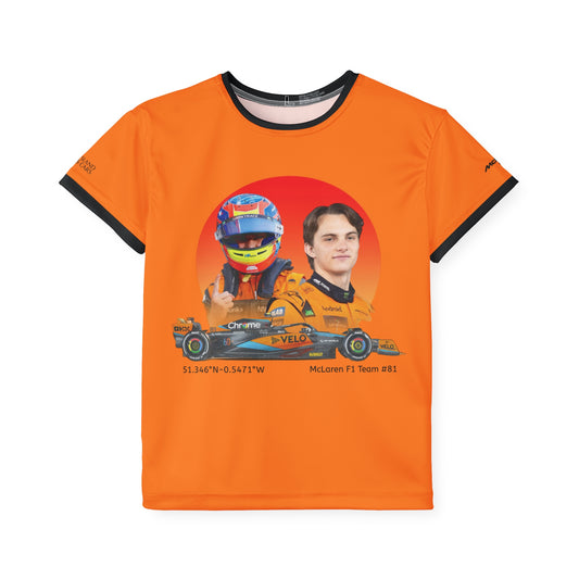 Kids Sports Jersey - Oscar Piastri Formula 1 inspired Design for Young Speed Enthusiasts