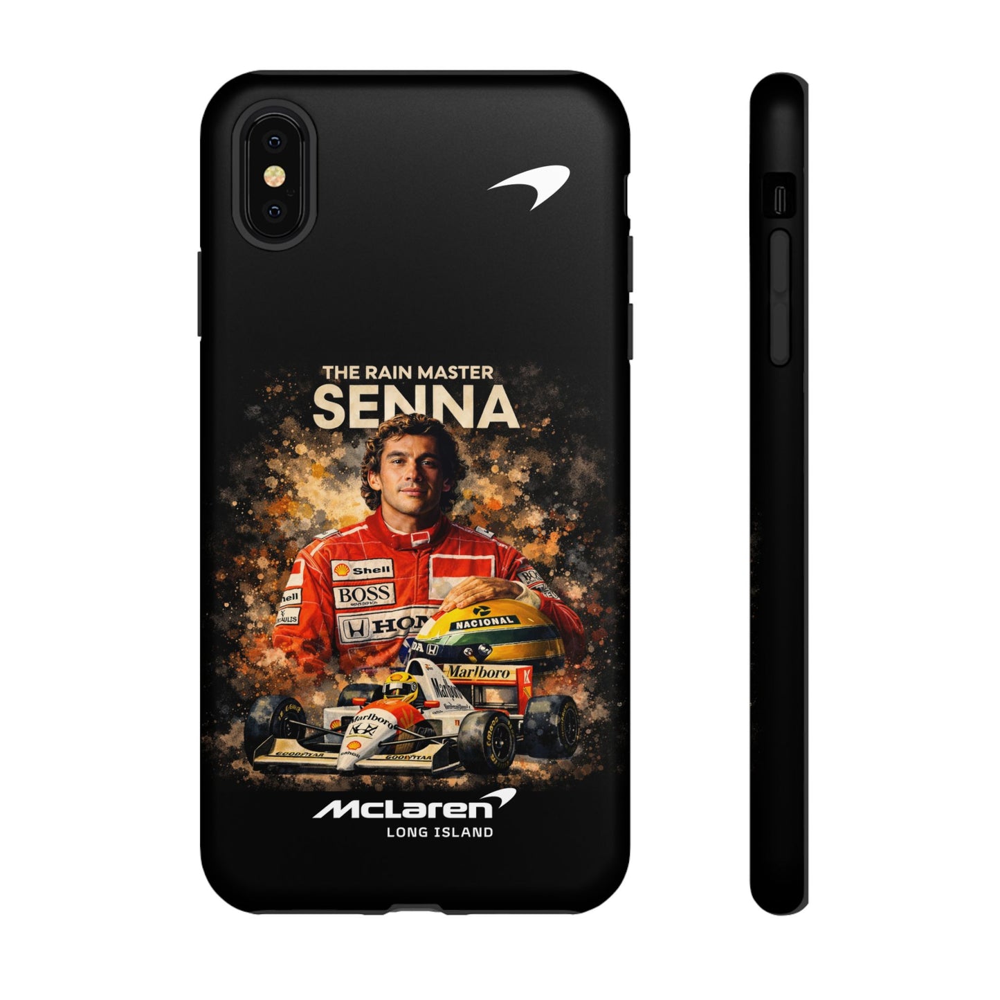 McLaren Long Island “The Rain Master” Ayrton Senna Inspired Impact-Resistant Phone Case | Durable Protection for Car Enthusiasts